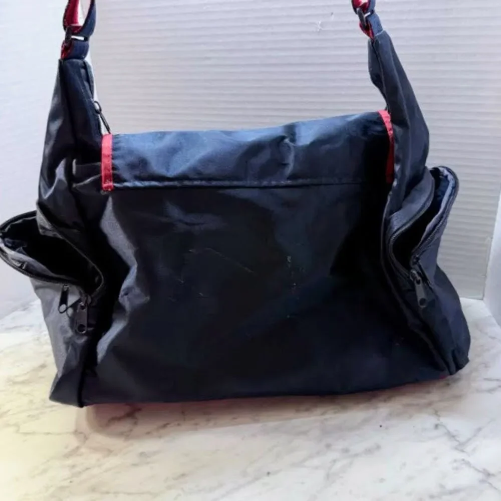 Vintage 90s Tommy Hilfiger Nylon Messenger Bag Navy Red – Multi-Pocket Crossbody